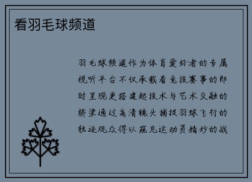 看羽毛球频道